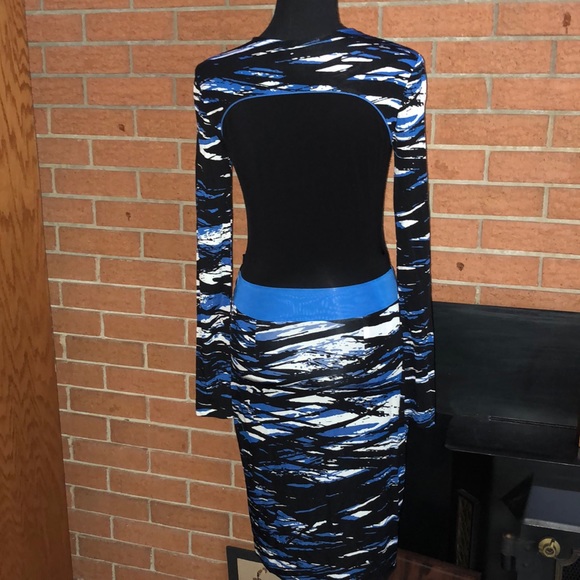 💙BCBGMAXAZRIA💙MARBLED COLOR-BLOCK WRAP DRESS💙 - Picture 5 of 8